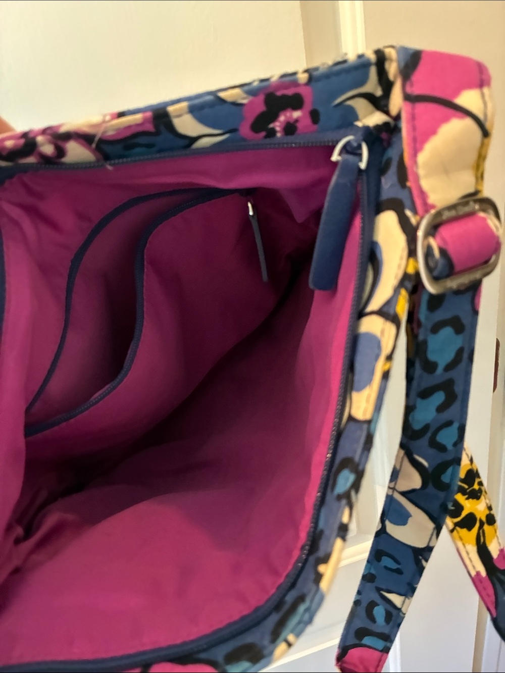 Vera Bradley Navy Floral Quilted Crossbody with Pink & Cream Accents - Picture 5 of 8